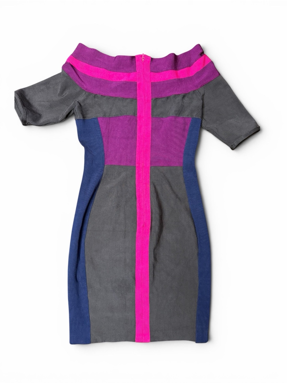 Bandage dress  Colorblock Bodycon Dress in Gray, Purple & Pink